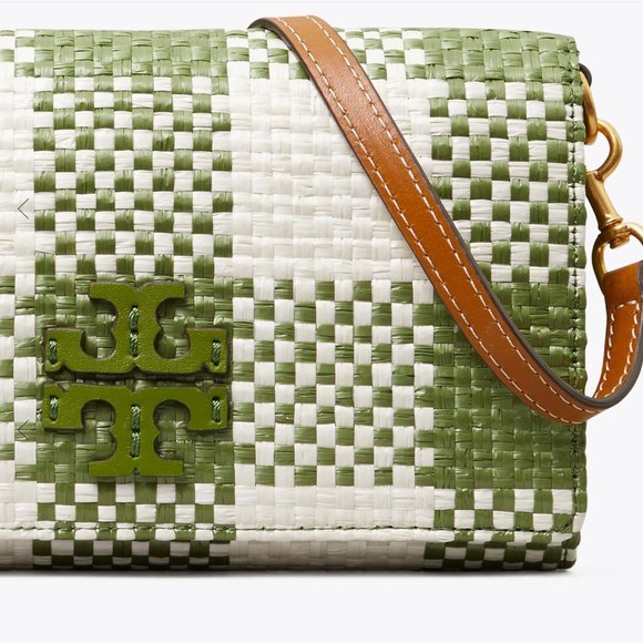 NWT TORY BURCH Mcgraw Woven Plaid Wallet Crossbody Bag "STILL IN PLASTIC" - Picture 3 of 5